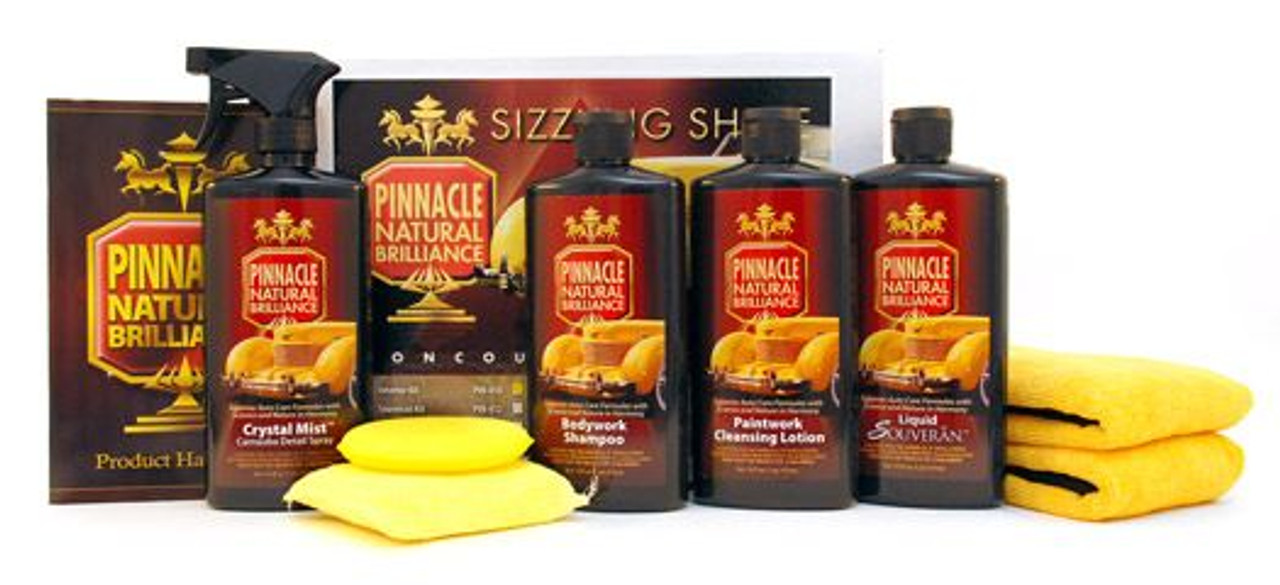 Pinnacle Liquid Souveran Concours Wax Kit includes Pinnacle Liquid Souvean  carnauba car wax, applicators, microifber towels, complete wax kit,  pinnacle wax kit, car wax gift pack, car wax kit