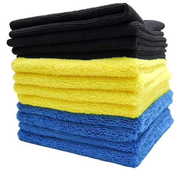 Color-Coded Microfiber Bulk Detailing Towels - 12 Pack