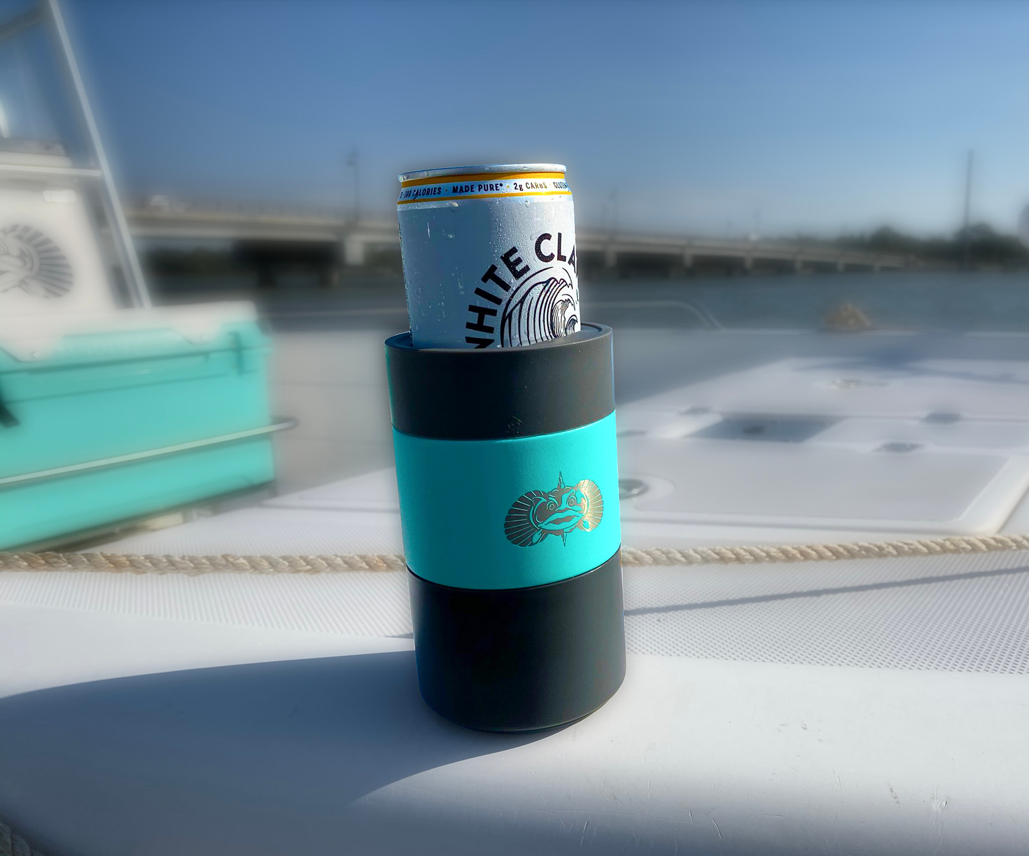 Slim Koozies, Can Holders -Reel Fishy Tarpon Logo