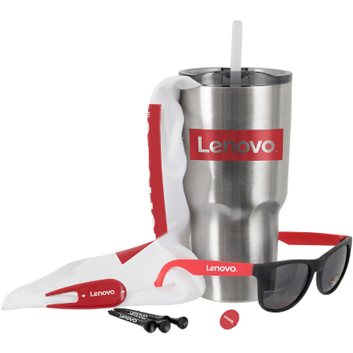 The Kong Golf Kit includes a tumbler, towel, tees, ball marker and sunglasses.