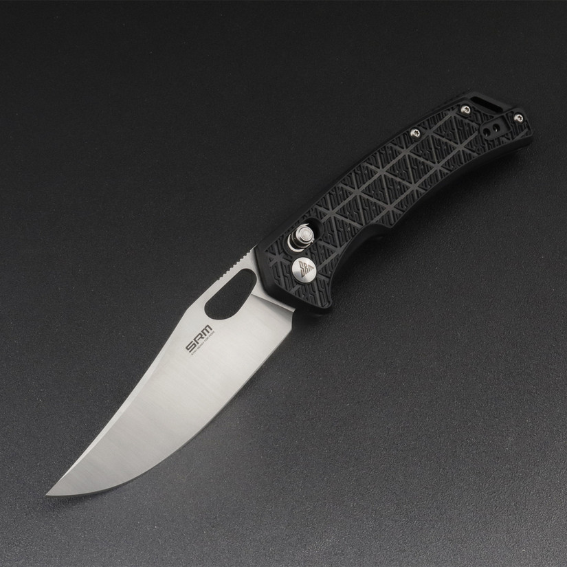SRM Knives 9201 Ambi Lock Knife, FRN Black, Satin Blade