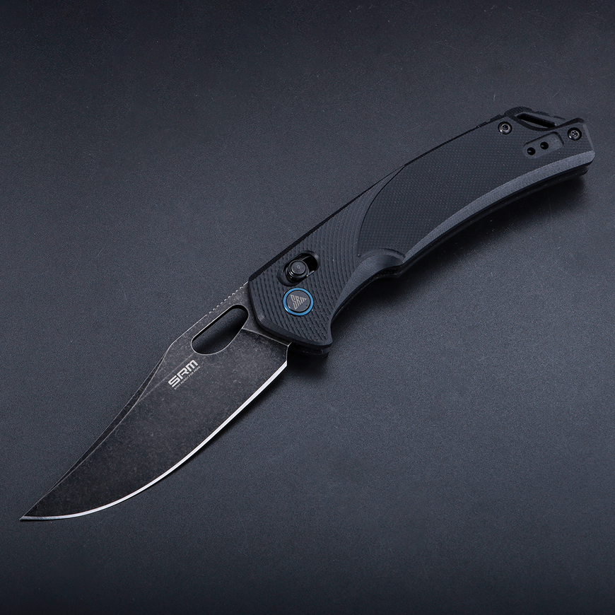SRM Knives 9201 Ambi Lock Knife, Black G10, Black Blade