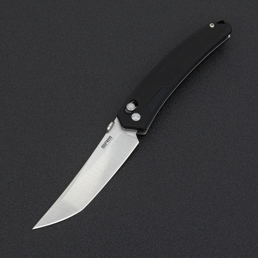 SRM Knives 9211 Ambi Lock Knife, Black G10, Satin Blade