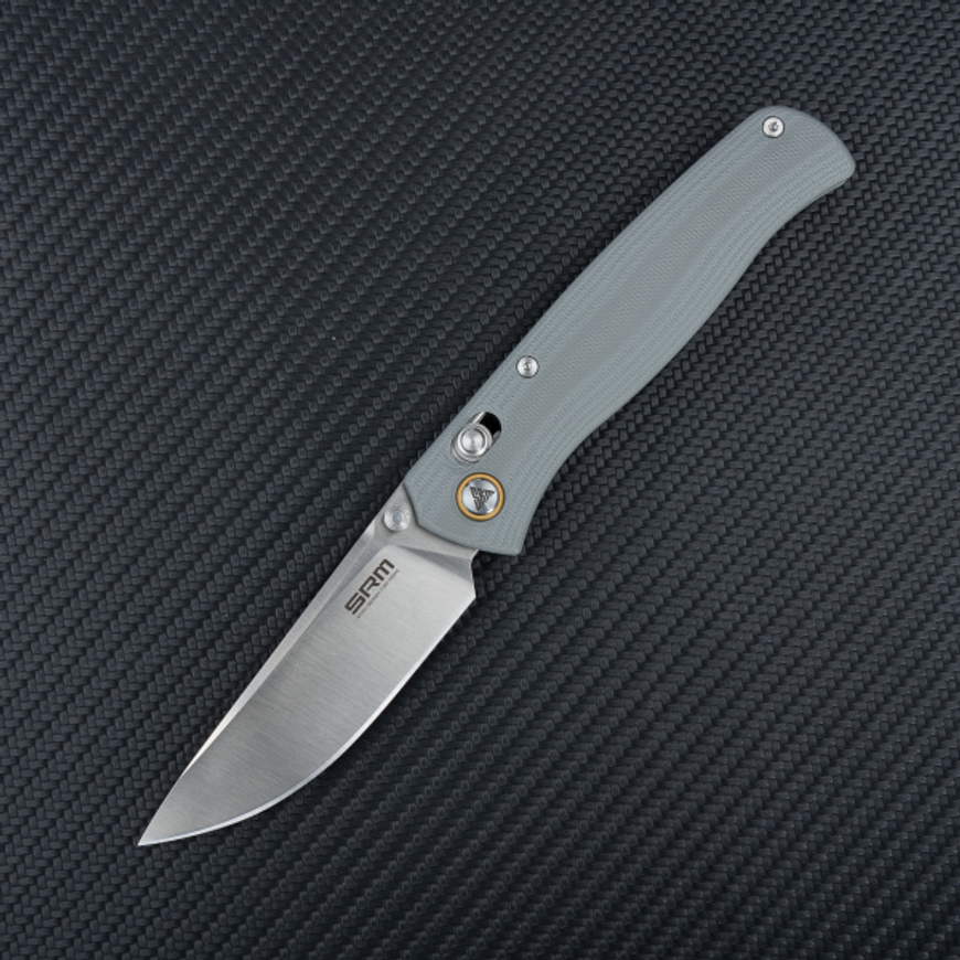 SRM Knives 255L Mono-Chassis, Ambi Lock Knife, Grey G10, Brushed Blade