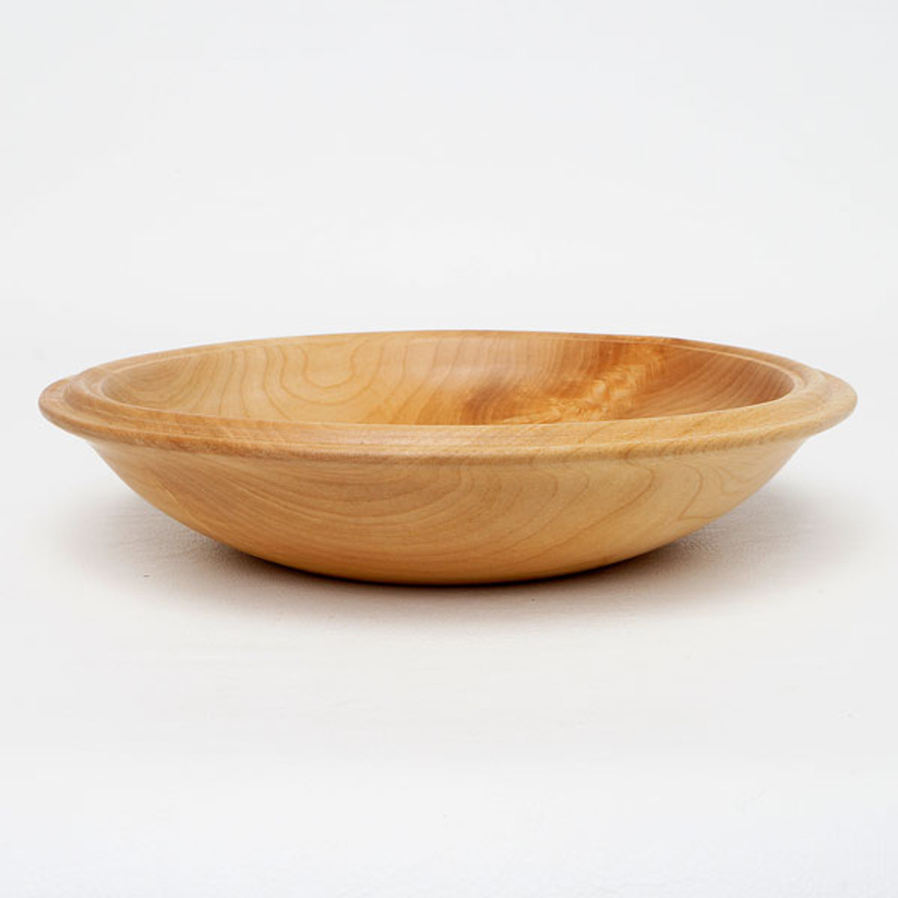 Figured maple plate with detailed rim
