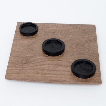 Oregon black walnut serving tray with three handmade ceramic teacups