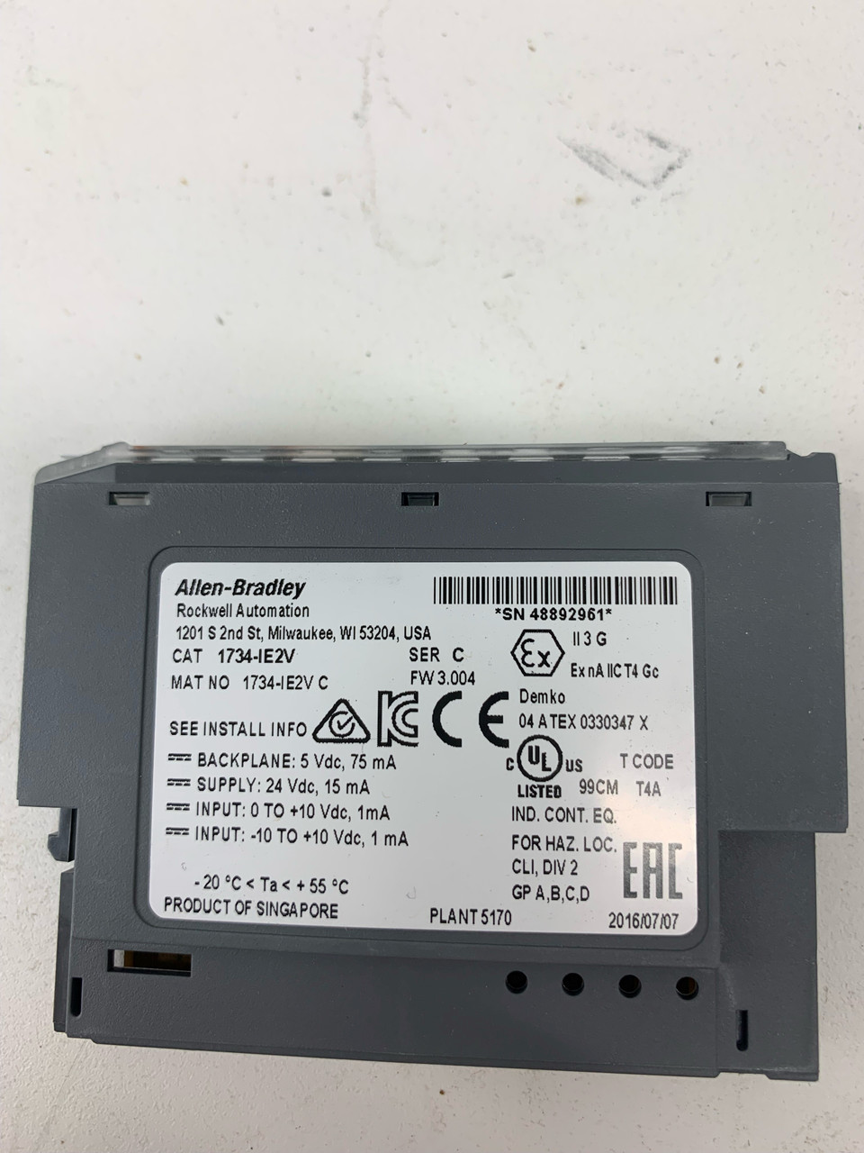 ALLEN-BRADLEY (ROCKWELL AUTOMATION INC) 1734-IE2V MODULE INPUT