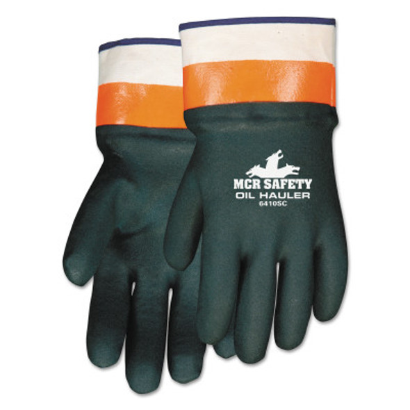MCR安全6410SC优质双浸PVC涂层手套，大号，深绿色(12次)