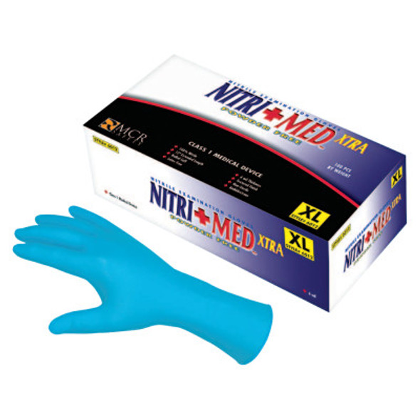MCR安全6012L氮化一次性手套，无粉，纹理，6mil，大，蓝色(100计数)