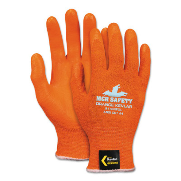 MCR安全9178NFOL凯夫拉高可见度丁腈泡沫手掌，大，橙色