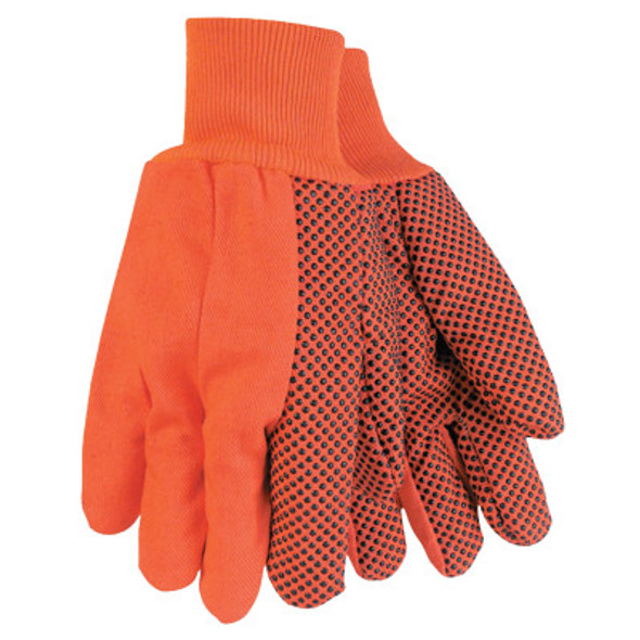 MCR安全9018DO双掌帆布手套，大，高可见度橙色，针织腕带(12计数)