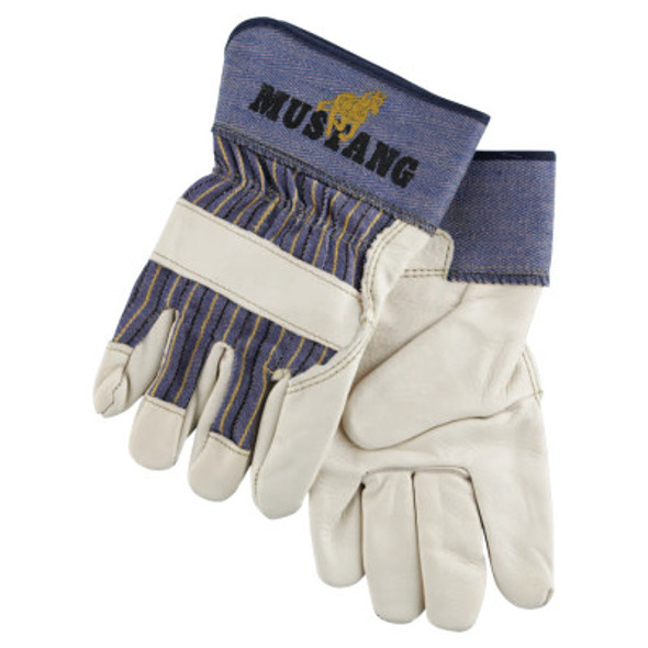 MCR安全1935XL谷物皮棕榈手套，x -大，谷物牛皮，白色(12计数)