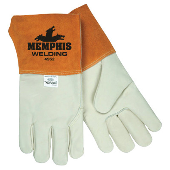 MCR Safety 4952L Grain Cow MIG/TIG焊工手套，Grain Cow Leather，大型，黄褐色/奶油色(12计数)