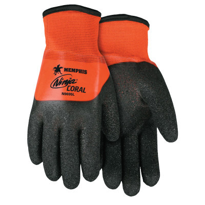 MCR安全N9695L宁佳珊瑚手套大型高端Orange/Black/White