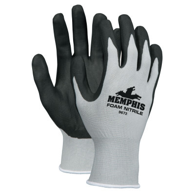 MCR安全9673M Foam Nitrile Gloves, Medium, Black/Gray (12 Count)