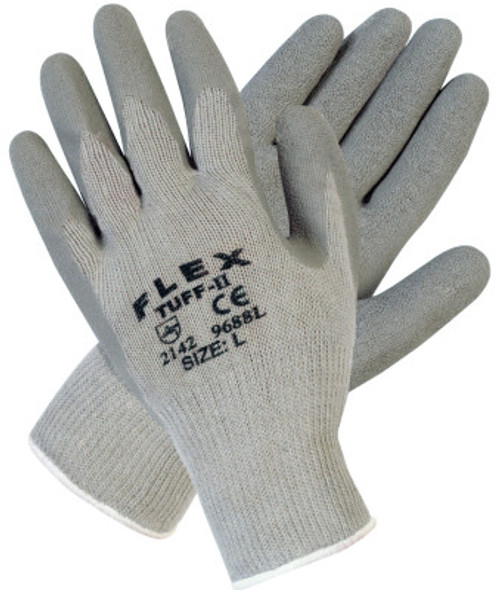 MCR安全9688L弹性凝芙- ii乳胶涂覆手套，大型，灰色(12计数)