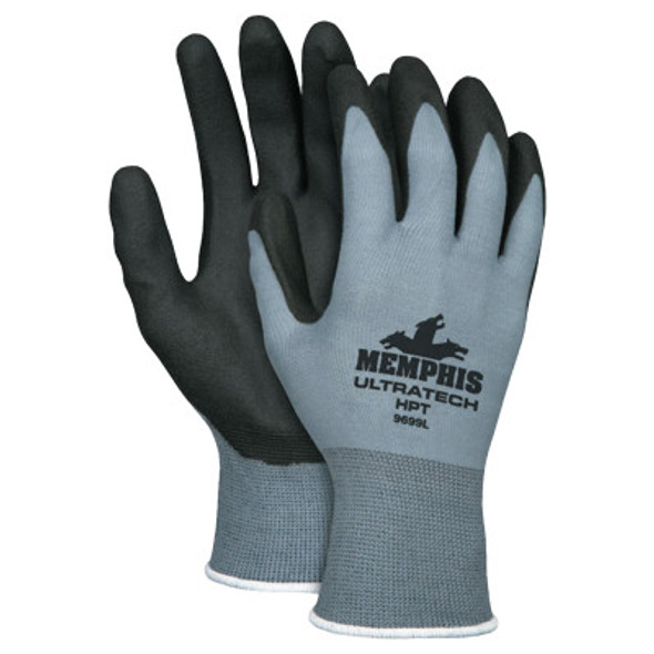 MCR安全9699L UltraTech HPT涂层手套，大号，黑色/灰色/白色(12计数)