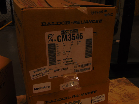 Baldor electric co (abb group) cm3546电机，交流:1hp, 1725 RPM, 208 - 230/460 v，三相，fb56c框架，60hz, 3.7 - 3.4/1.7全升