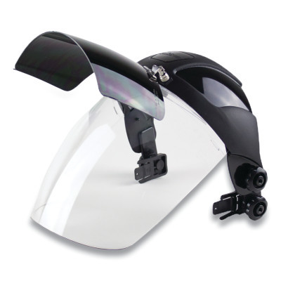 Sellstrom S32152 DP4™ Series Multi-Purpose Faceshield, Flip-Up IR Window & Unv Hard Hat Slot Adaptor, AF/Clr 9 in W x 12.125 in L, Shade 5 IR