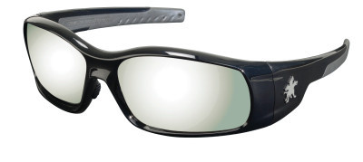 MCR Safety SR117 Swagger Safety Glasses, Silver Mirror Lens, Duramass Hard Coat, Black Frame
