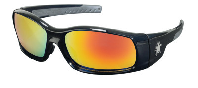 MCR Safety SR11R Swagger Safety Glasses, Fire Mirror Lens, Duramass Hard Coat, Black Frame