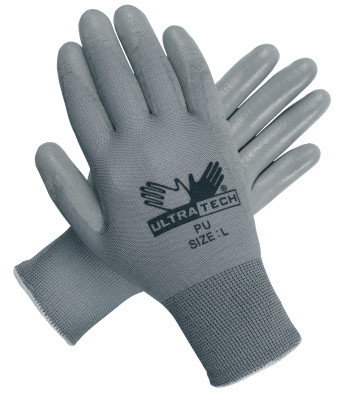 MCR安全9696L UltraTech PU涂层手套，大，灰色(12计数)