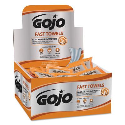 GOJO INDUSTRIES INC 6280-04快速擦拭手清洁毛巾，柑橘，湿擦拭展示包