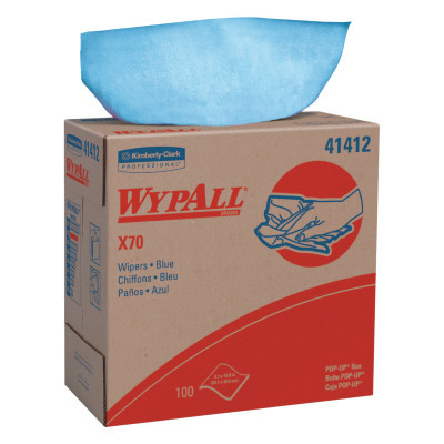 KIMBERLY-CLARKE WORLDWIDE INC 41412 WypAll X70 Workhorse Rags, Pop-Up Box, Blue