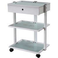 Glass Shelf Trolley Table with Locking Drawer - Silver Fox 1040A