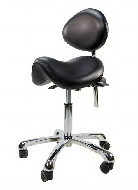 Rolling Saddle Stool with Back Support - Spa Luxe
