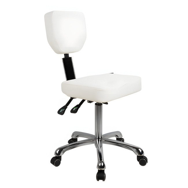 Contoured Rolling Stool with Back Support - Silver Fox 1030