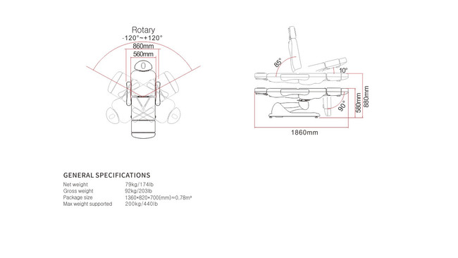 Full line art schematics of the Medical Spa 2246B All Electric Medi Spa Exam Chair.