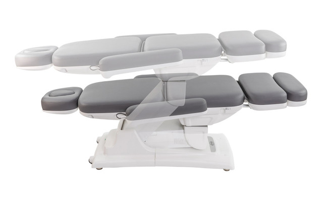Example of the Example of the Black Sibella Medical Spa IS240 Electric Exam Chair and Facial Bed by Spa Luxe can at full height and at the lowest setting.