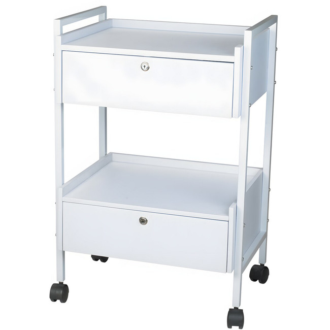 Dante + Trolley Table 2 Locking Drawers - Silver Fox 1019