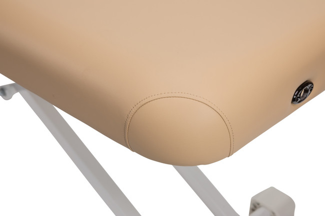 Detail of the padding on the beige Spa Luxe Electric Lift Massage Table