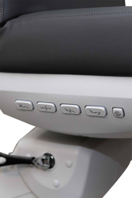 Side electric controller buttons on the Black Spa Luxe 2246BN medical treatment chair with rotation.