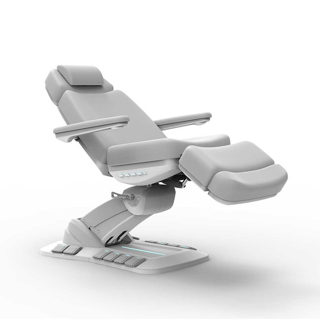 Light Gray Spa Luxe 2246EBN medical treatment chair with medical upholstery, foot controls, and swivel rotation.