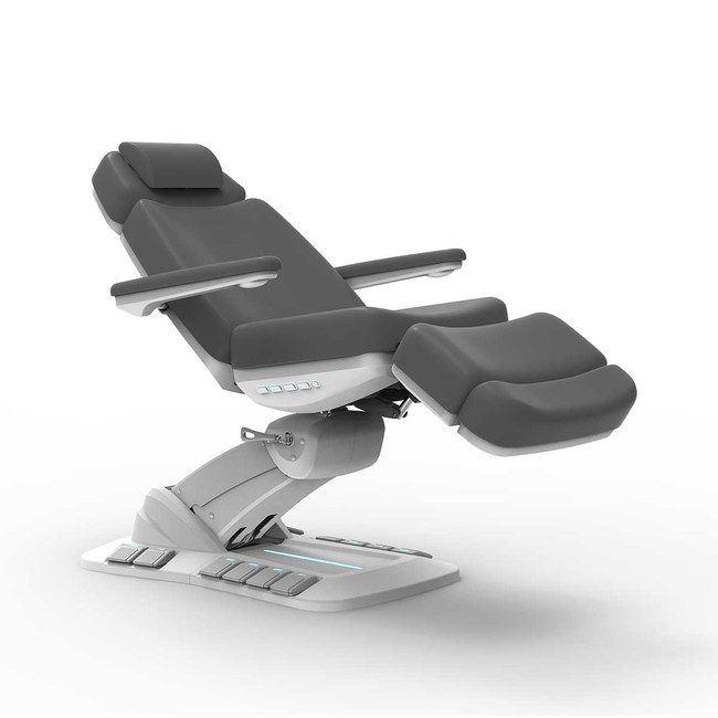 Gray Spa Luxe 2246EBN medical treatment chair with medical upholstery, foot controls, and swivel rotation.
