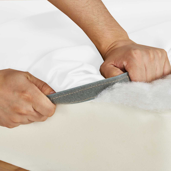 Velcro closing of the mattress cover on the Spa Luxe Salon Top Spa Table .