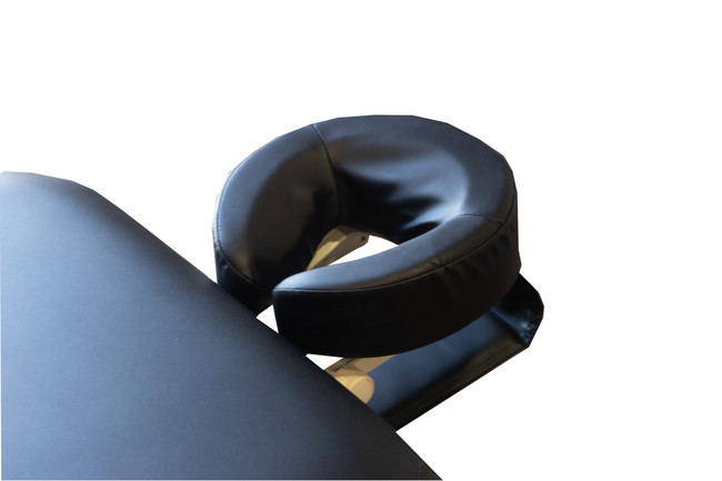 Detail of the black facerest of the Spa Luxe Portable Massage Table.