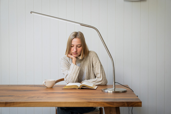 Slimline 4 Table Lamp – Brushed Steel