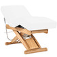 Angled Spa Luxe Salon Top Spa Table with thick cushioning and wood laminate base.