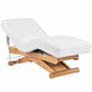 Spa Luxe Salon Top Spa Table with thick cushioning and wood laminate base from the side.