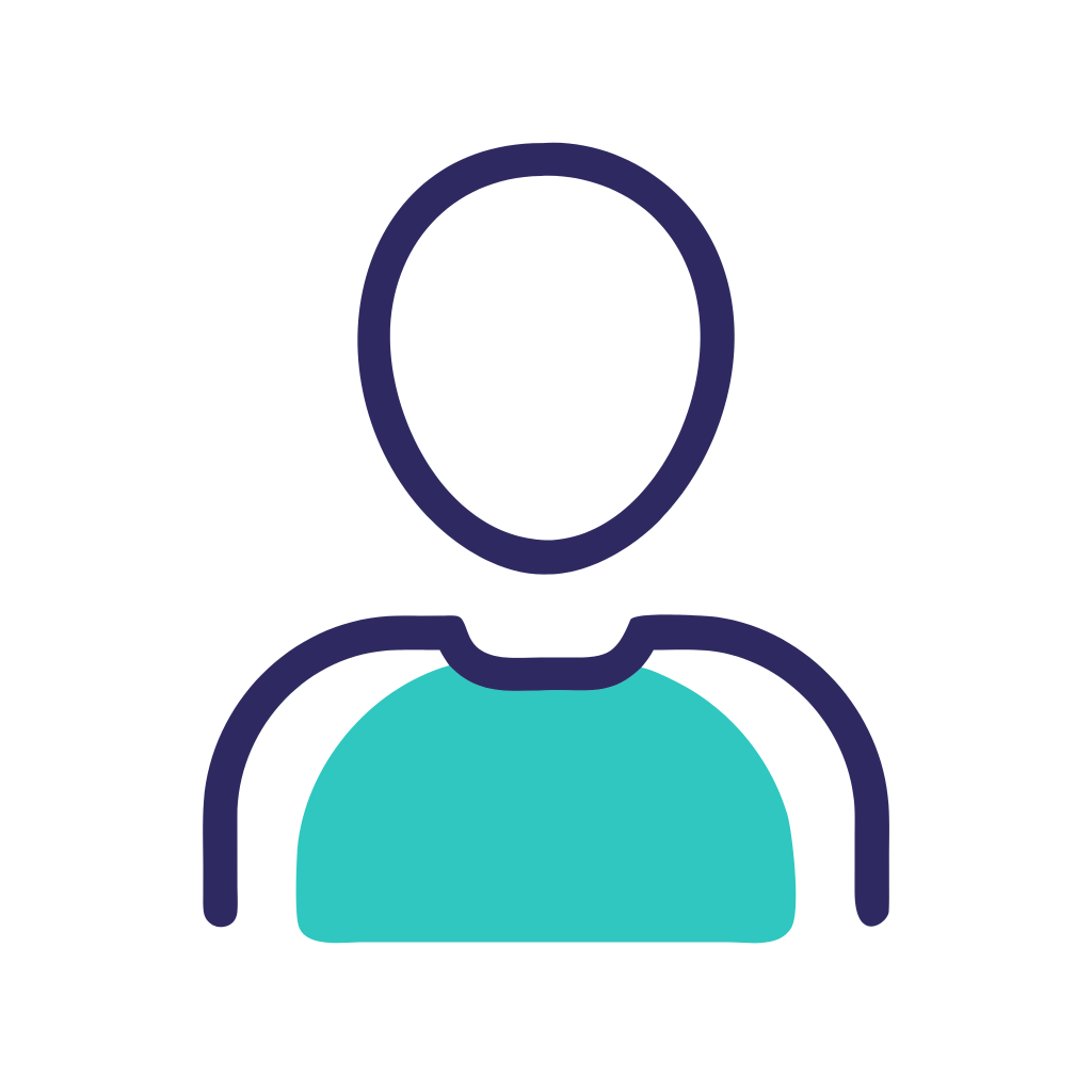 Icon of a torso and head silhouette to represent user in place of access controls