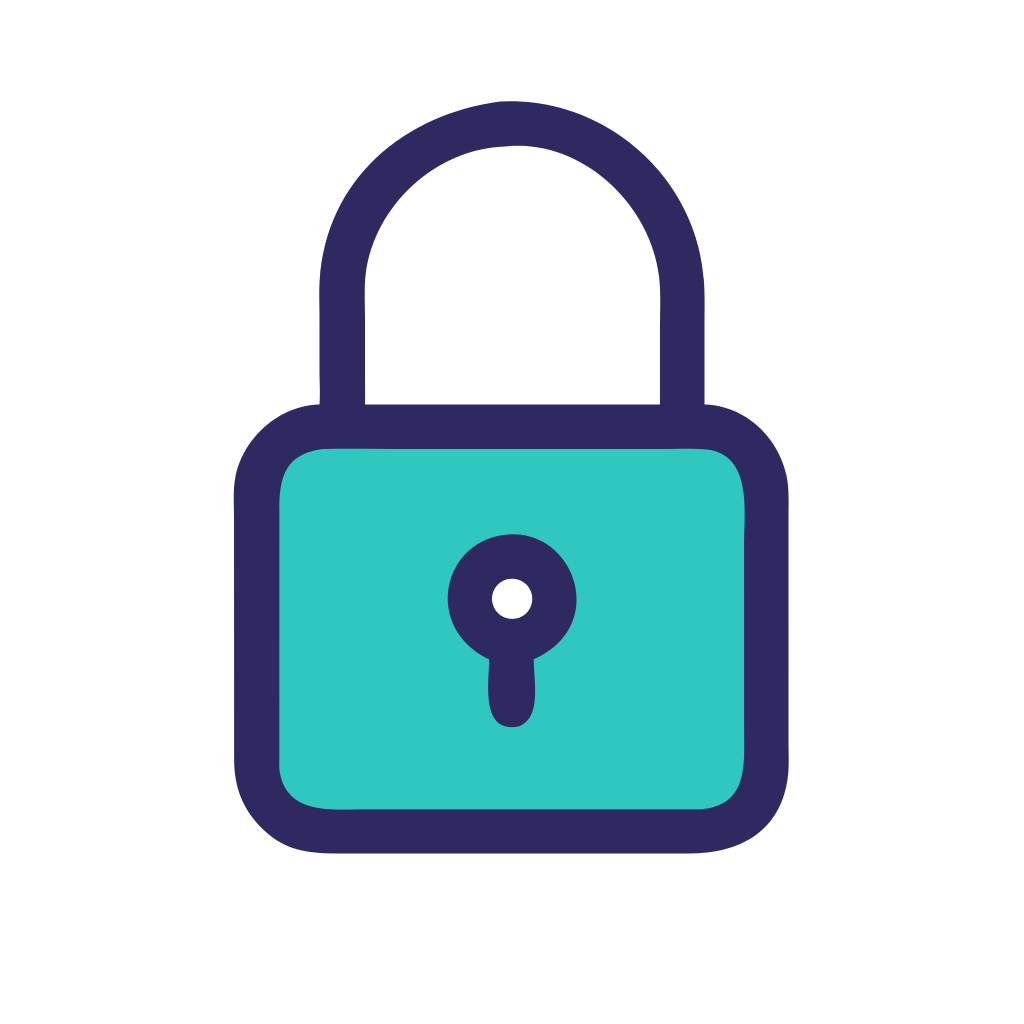Icon of a locked padlock to represent in data encryption