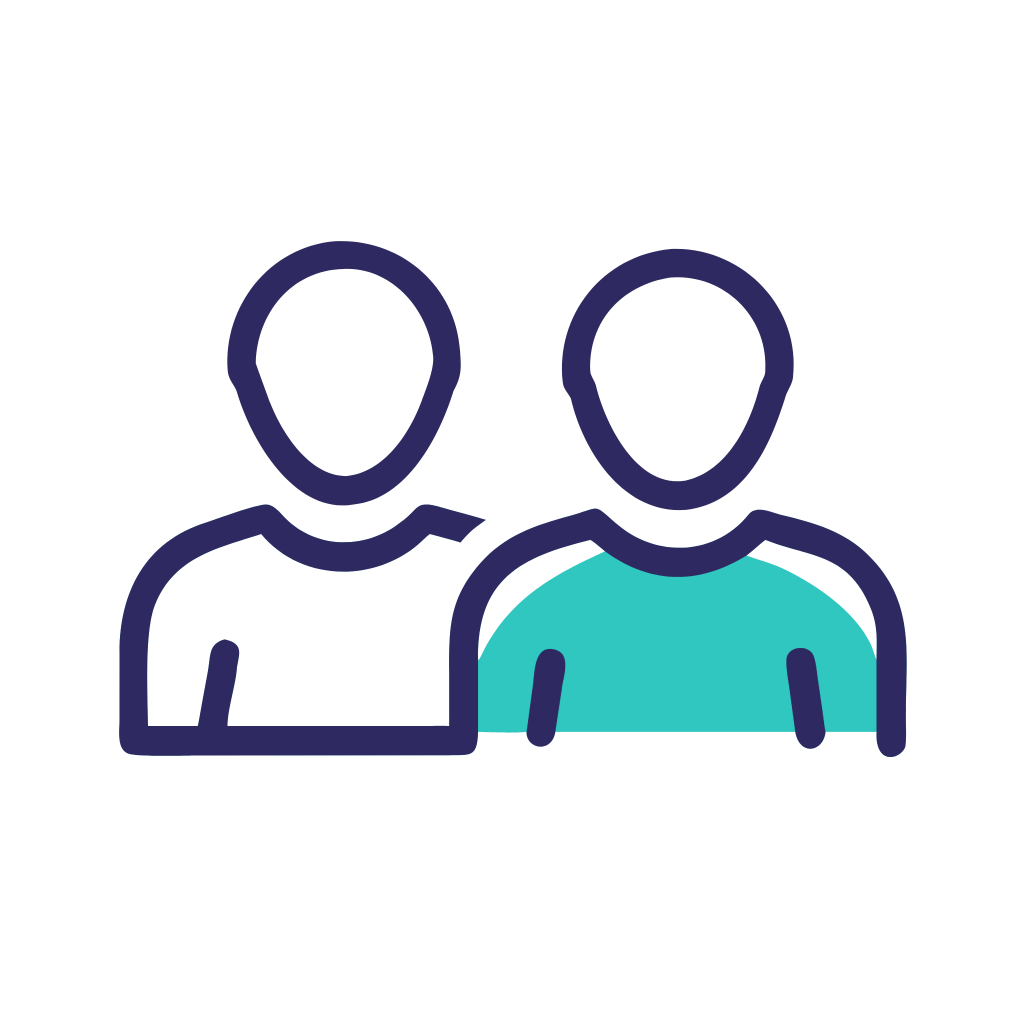 Icon of two silhouettes to represent demographics