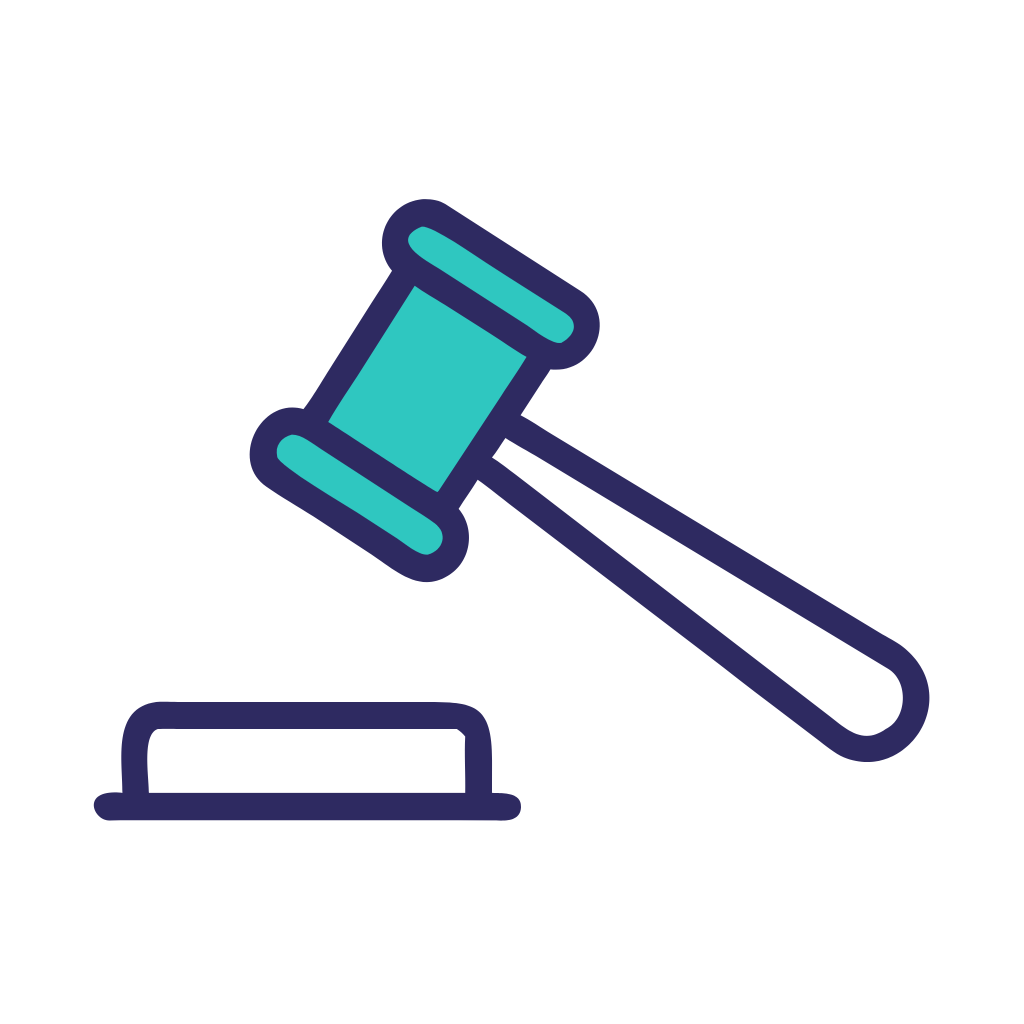 Icon of a gavel to represent legally available