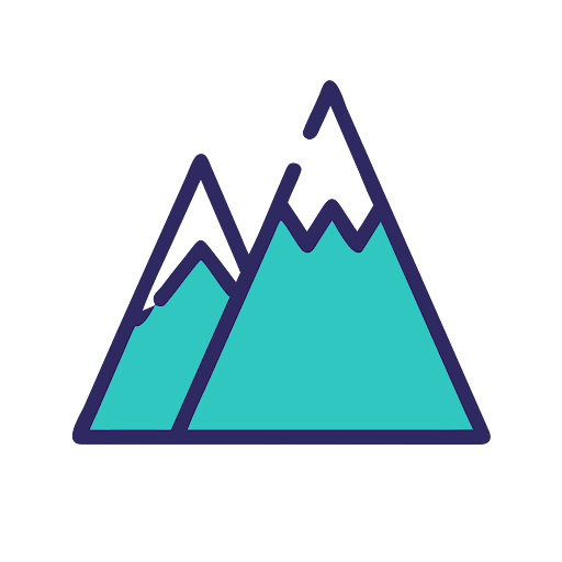 Icon of mountain peaks representing the outdoors