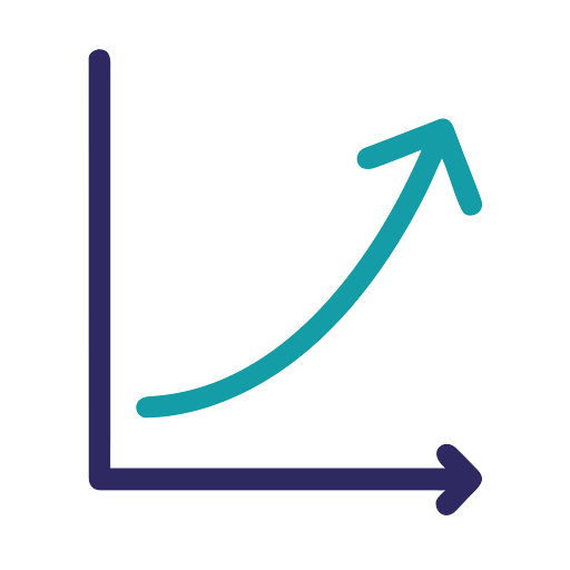 Icon vector of a graph rising upwards to represent growth