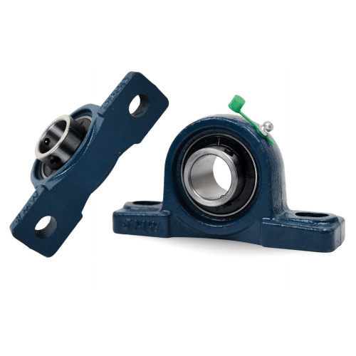 "1.50 inch cast iron pillow block bearings pair – heavy duty 2-bolt mounted bearing housings with grease fitting"